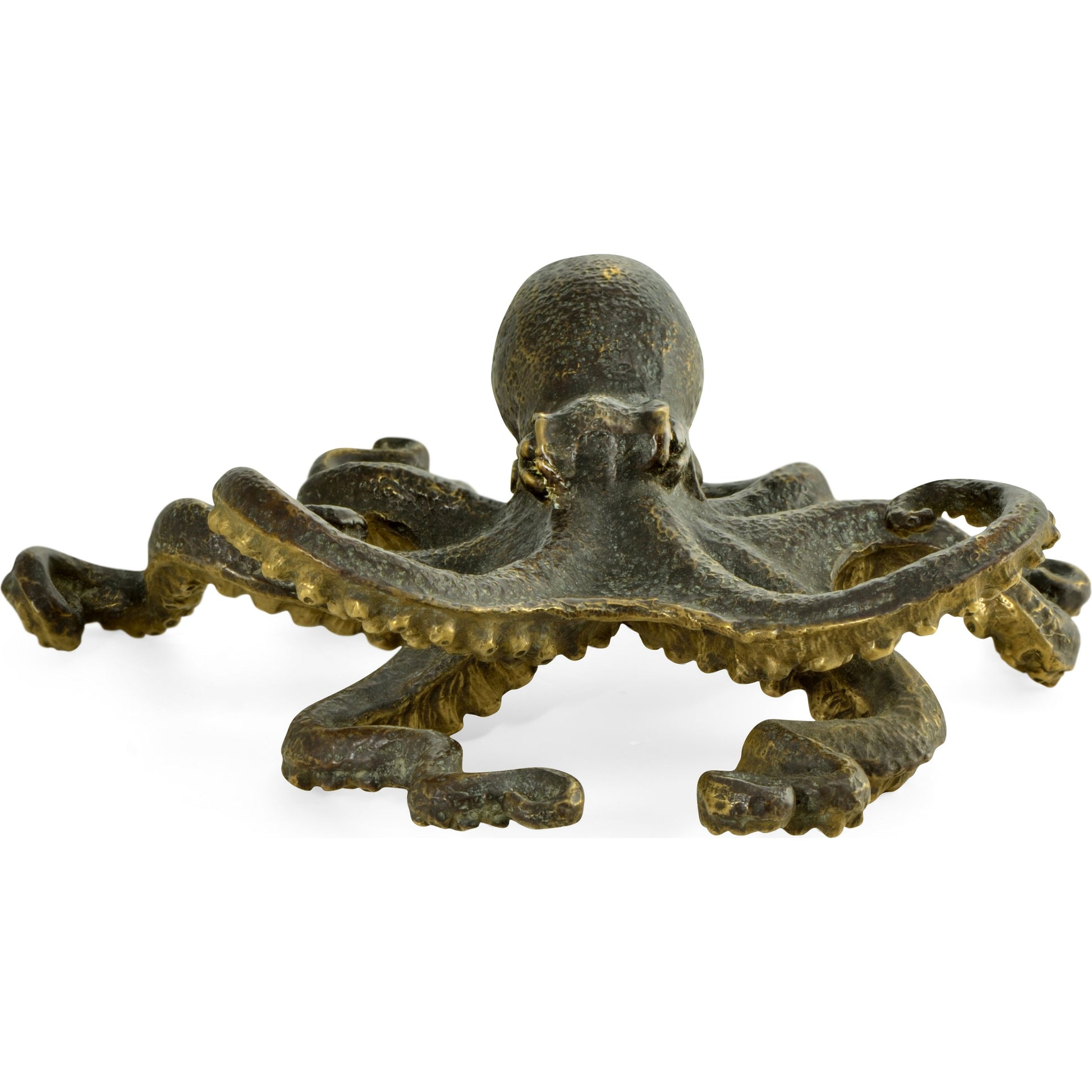 Curated Octopus by Jonathan Charles in antique dark bronze. Made from brass in a coastal style.