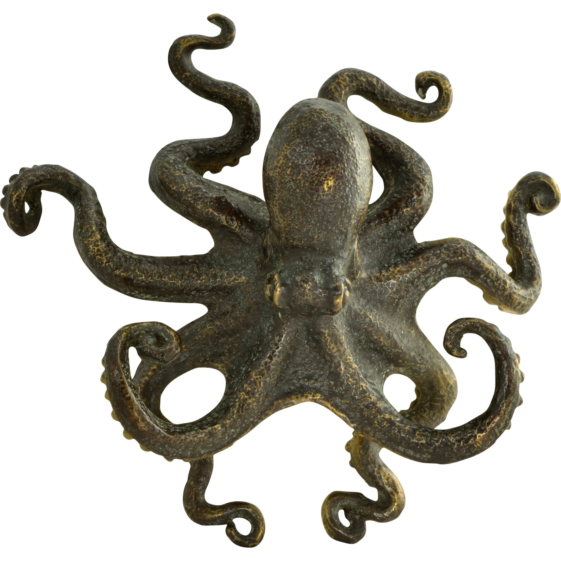 Curated Octopus by Jonathan Charles in antique dark bronze. Made from brass in a coastal style.