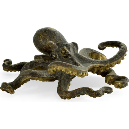 Curated Octopus by Jonathan Charles in antique dark bronze. Made from brass in a coastal style.