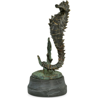 Curated Seashorse by Jonathan Charles in antique dark bronze. Made from brass in a coastal style.