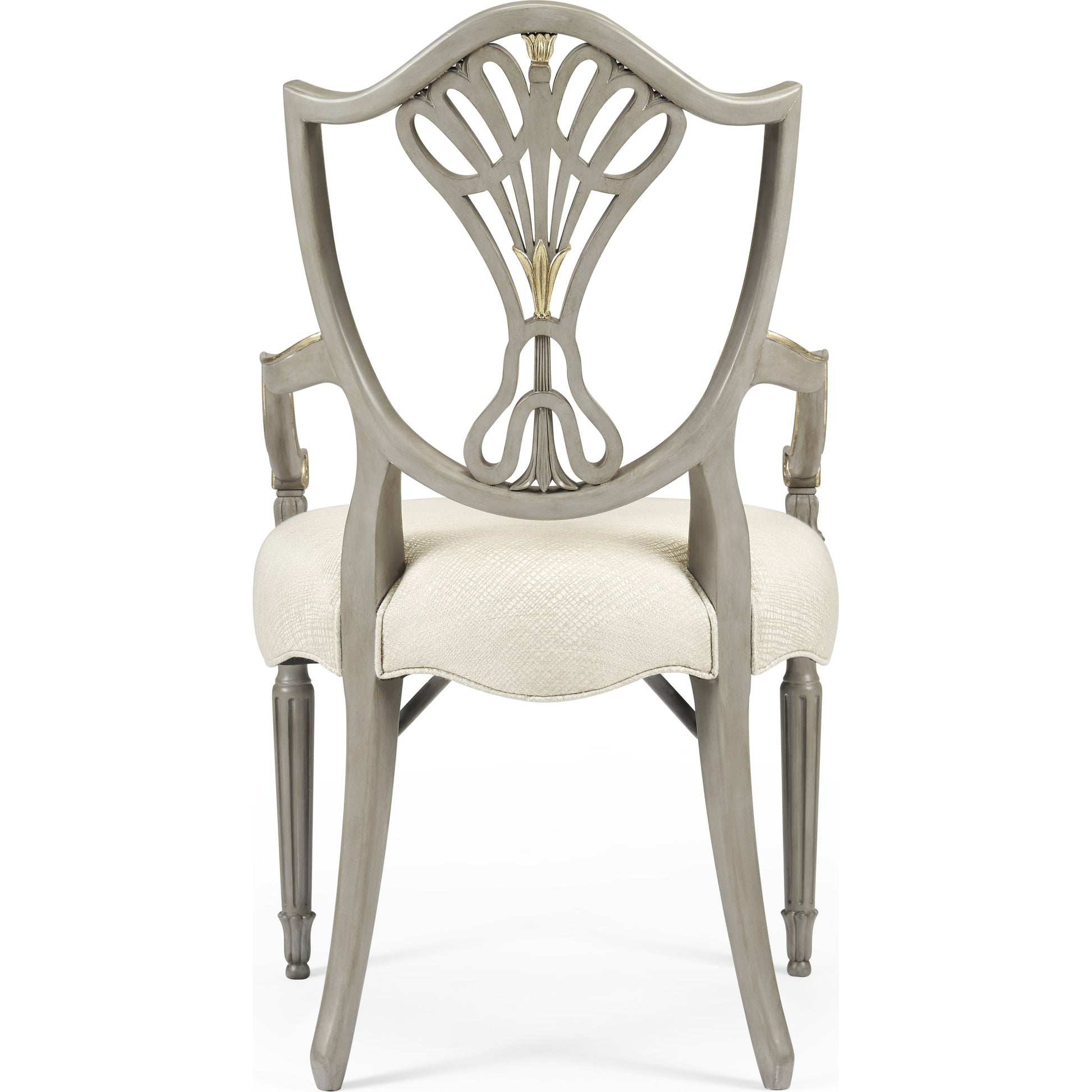 Buckingham Sheraton Grey & Gilded Dining Armchair by Jonathan Charles in brown and buckingham gray. Made from acacia in a traditional style.
