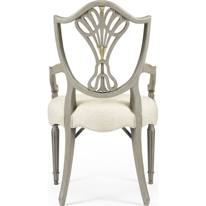 Buckingham Sheraton Grey & Gilded Dining Armchair by Jonathan Charles in brown and buckingham gray. Made from acacia in a traditional style.