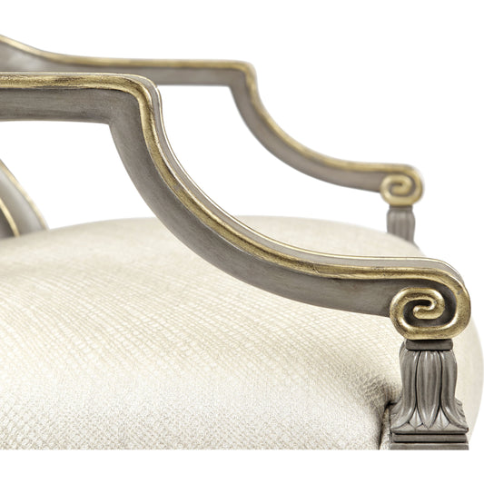 Buckingham Sheraton Grey & Gilded Dining Armchair by Jonathan Charles in brown and buckingham gray. Made from acacia in a traditional style.