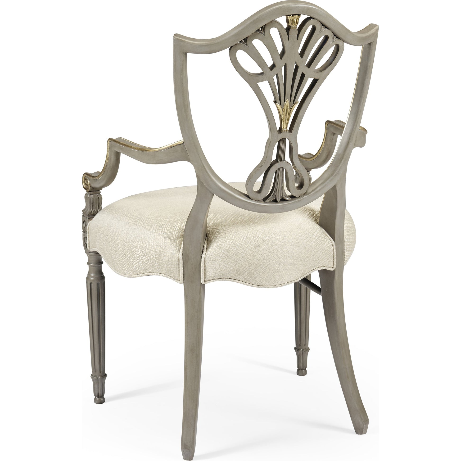 Buckingham Sheraton Grey & Gilded Dining Armchair by Jonathan Charles in brown and buckingham gray. Made from acacia in a traditional style.