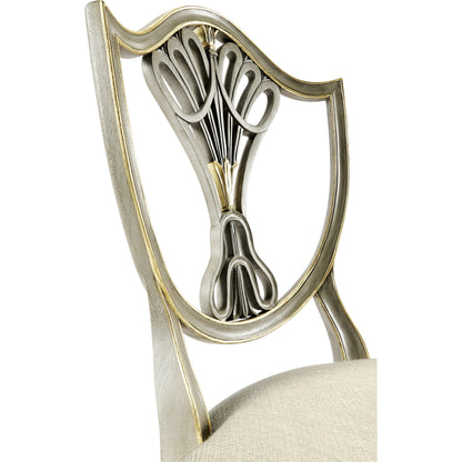 Buckingham Sheraton Grey & Gilded Dining Side Chair by Jonathan Charles in brown and buckingham gray. Made from acacia in a traditional style.