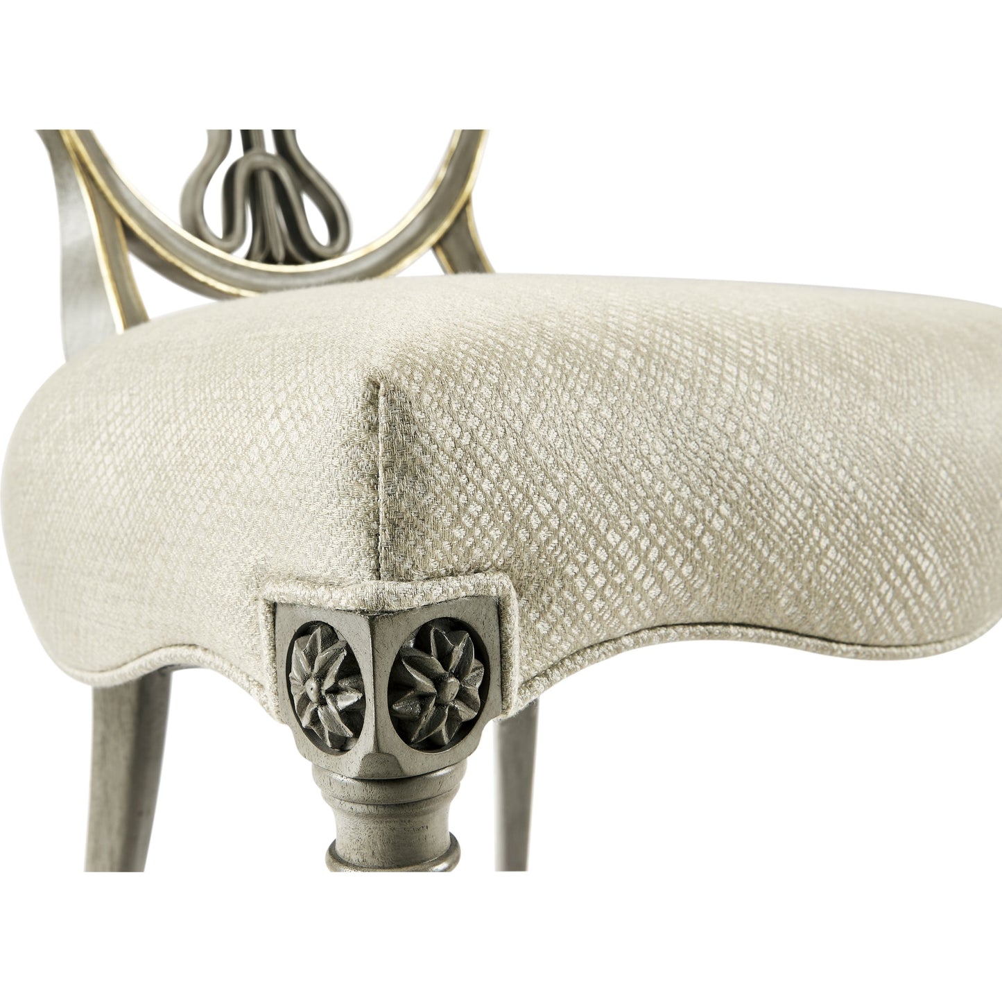 001 SR-846124 | Primary Silo | Buckingham Sheraton Grey & Gilded Dining Side Chair by Jonathan Charles in brown and buckingham gray. Made from acacia in a traditional style.