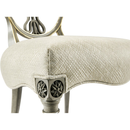 Buckingham Sheraton Grey & Gilded Dining Side Chair by Jonathan Charles in brown and buckingham gray. Made from acacia in a traditional style.