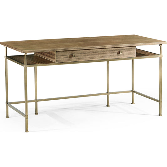 Hamilton Golden Amber Writing Desk by Jonathan Charles in brown and golden amber. Made from paldao veneer in a transitional style.