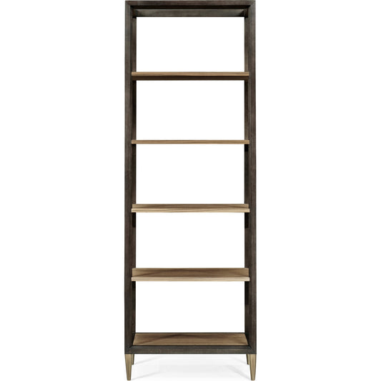 Hamilton Golden Amber Five-Tier Etagere by Jonathan Charles in brown and golden amber. Made from paldao veneer in a transitional style.