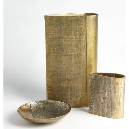 Linen Round Tray by Global Views in brass. Made from aluminum in a eclectic & global style.