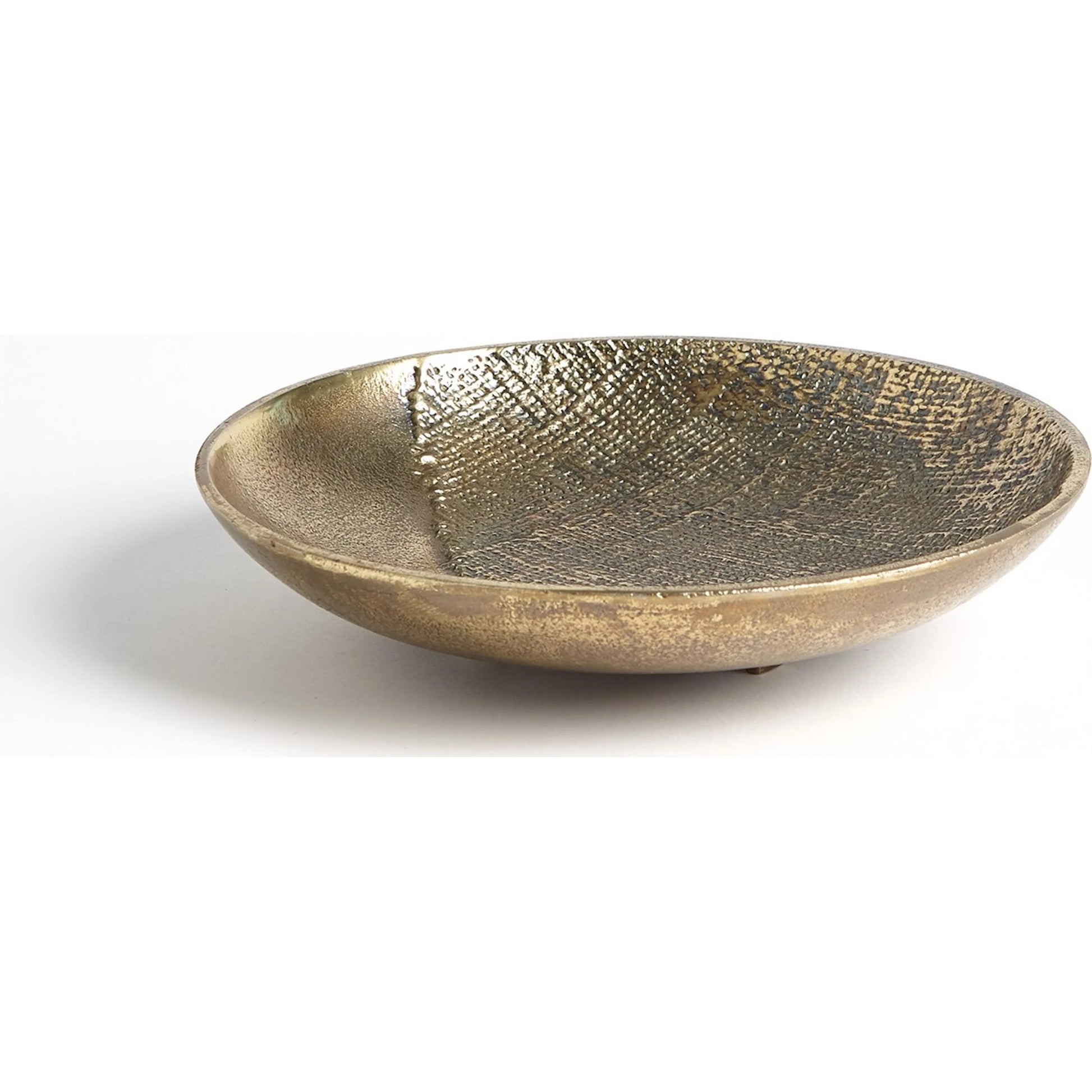 Linen Large Round Tray by Global Views in sand and brass. Made from unique in a modern style.