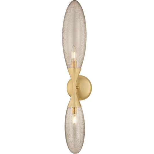 Cordoba Wall Sconce by Corbett in vintage brass. Made from brass in a unique style.