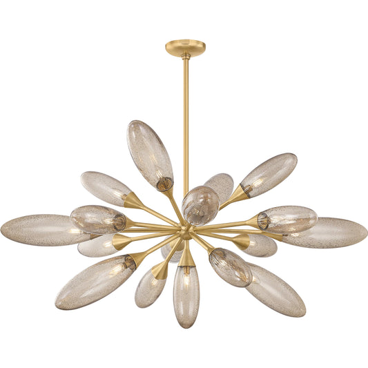 Cordoba 17-Light Chandelier by Corbett in vintage brass. Made from brass in a unique style.