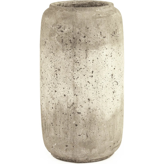 Distressed White Vase by Zentique in distressed grey wash. Made from terracotta in a rustic style.