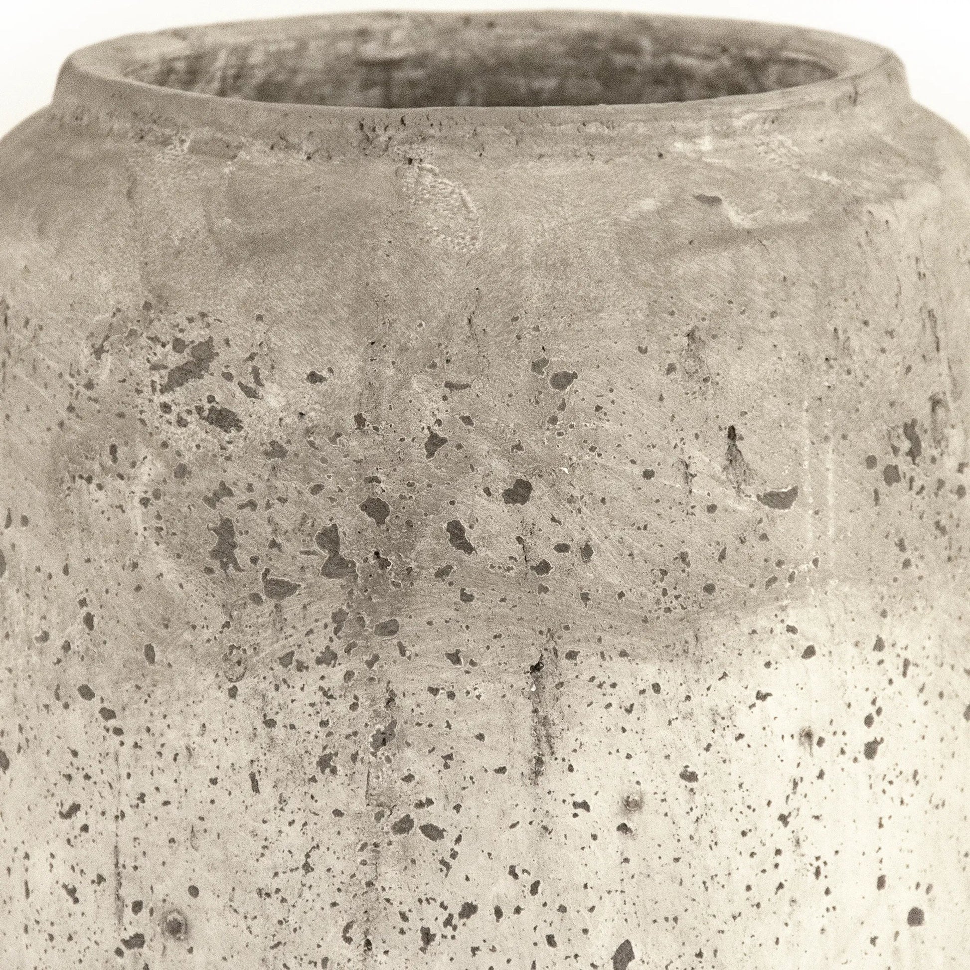 Distressed White Vase by Zentique in distressed grey wash. Made from terracotta in a rustic style.