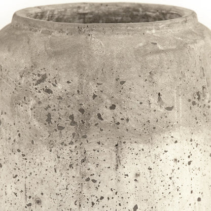 Distressed White Vase by Zentique in distressed grey wash. Made from terracotta in a rustic style.