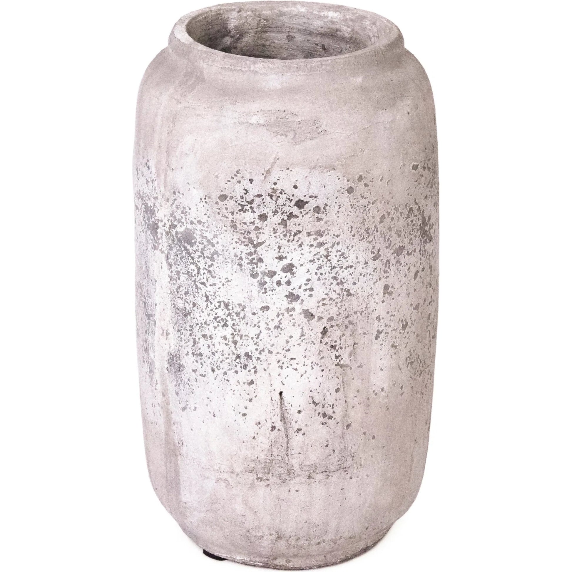 Distressed White Vase by Zentique in distressed grey wash. Made from terracotta in a rustic style.