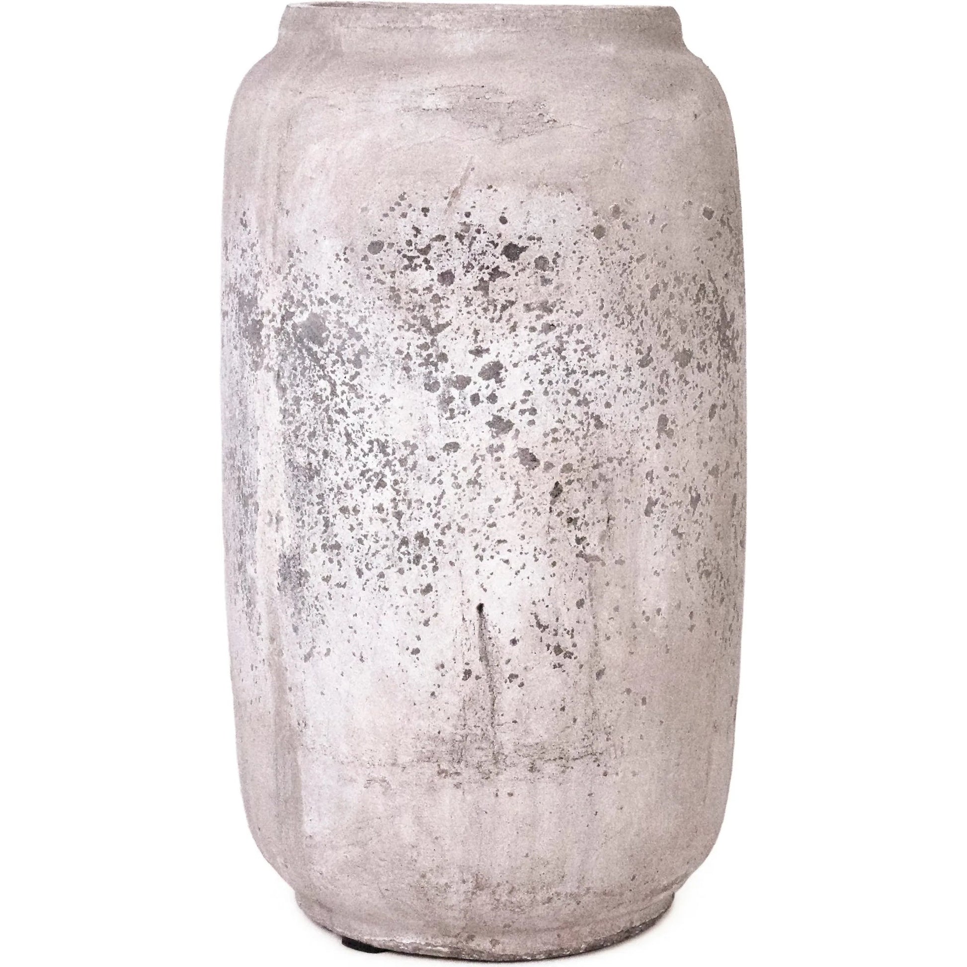 Distressed White Vase by Zentique in distressed grey wash. Made from terracotta in a rustic style.