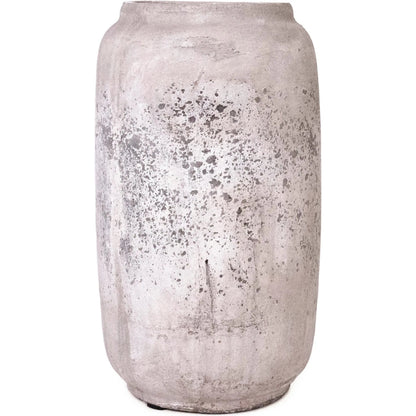 Distressed White Vase by Zentique in distressed grey wash. Made from terracotta in a rustic style.