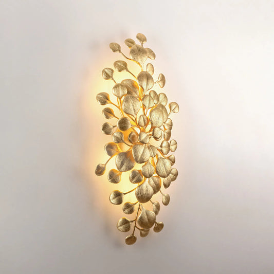 Menorca Wall Sconce by Corbett in vintage gold leaf. Made from iron in a modern style.