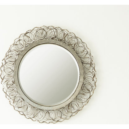 Curly Mirror by Global Views in nickel. Made from iron, mirror in a coastal style.