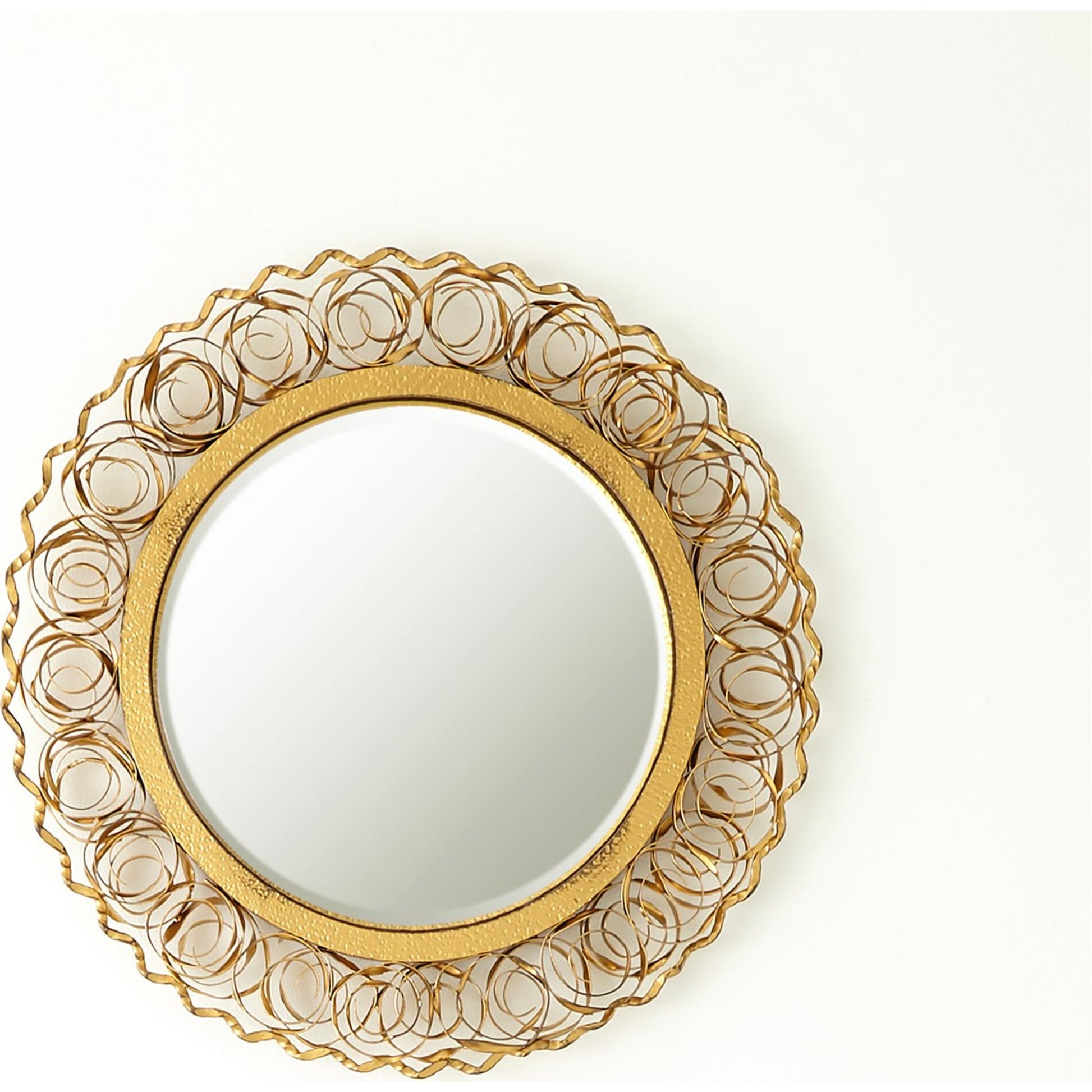 Curly Mirror by Global Views in nickel. Made from iron, mirror in a coastal style.