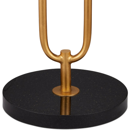 Glossary Floor Lamp by Currey and Company in contemporary gold leaf, natural. Made from metal, marble in a modern style.
