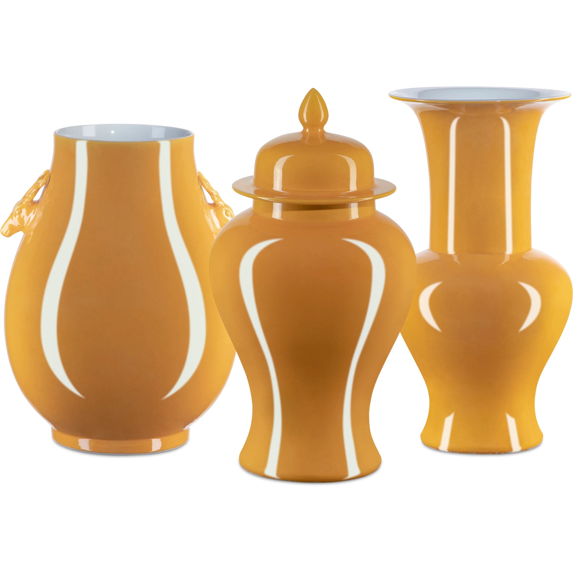 Deer Ears Vase by Currey and Company in imperial green. Made from porcelain in a modern style.