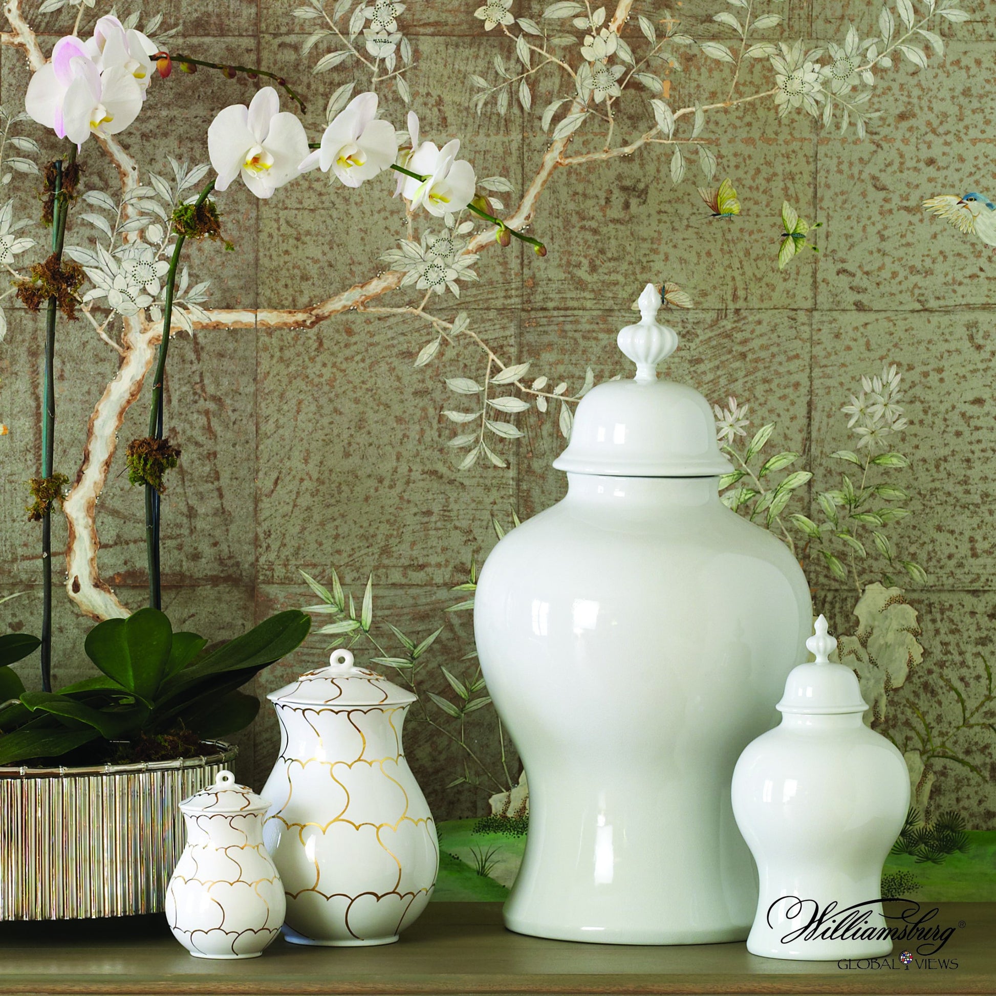 Beaufort Ginger Jar by Global Views in bronze. Made from ceramic in a transitional style.