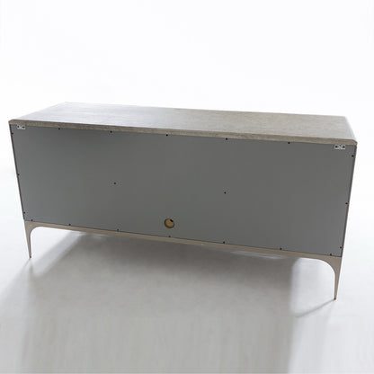 Holborn Collection Cabinet by Global Views in gray, oak. Made from oak, stainless steel, mother of pearl in a transitional style.