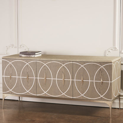 Holborn Collection Cabinet by Global Views in gray, oak. Made from oak, stainless steel, mother of pearl in a transitional style.