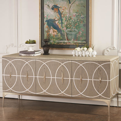 Holborn Collection Cabinet by Global Views in gray, oak. Made from oak, stainless steel, mother of pearl in a transitional style.