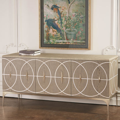 Holborn Collection Cabinet by Global Views in gray, oak. Made from oak, stainless steel, mother of pearl in a transitional style.