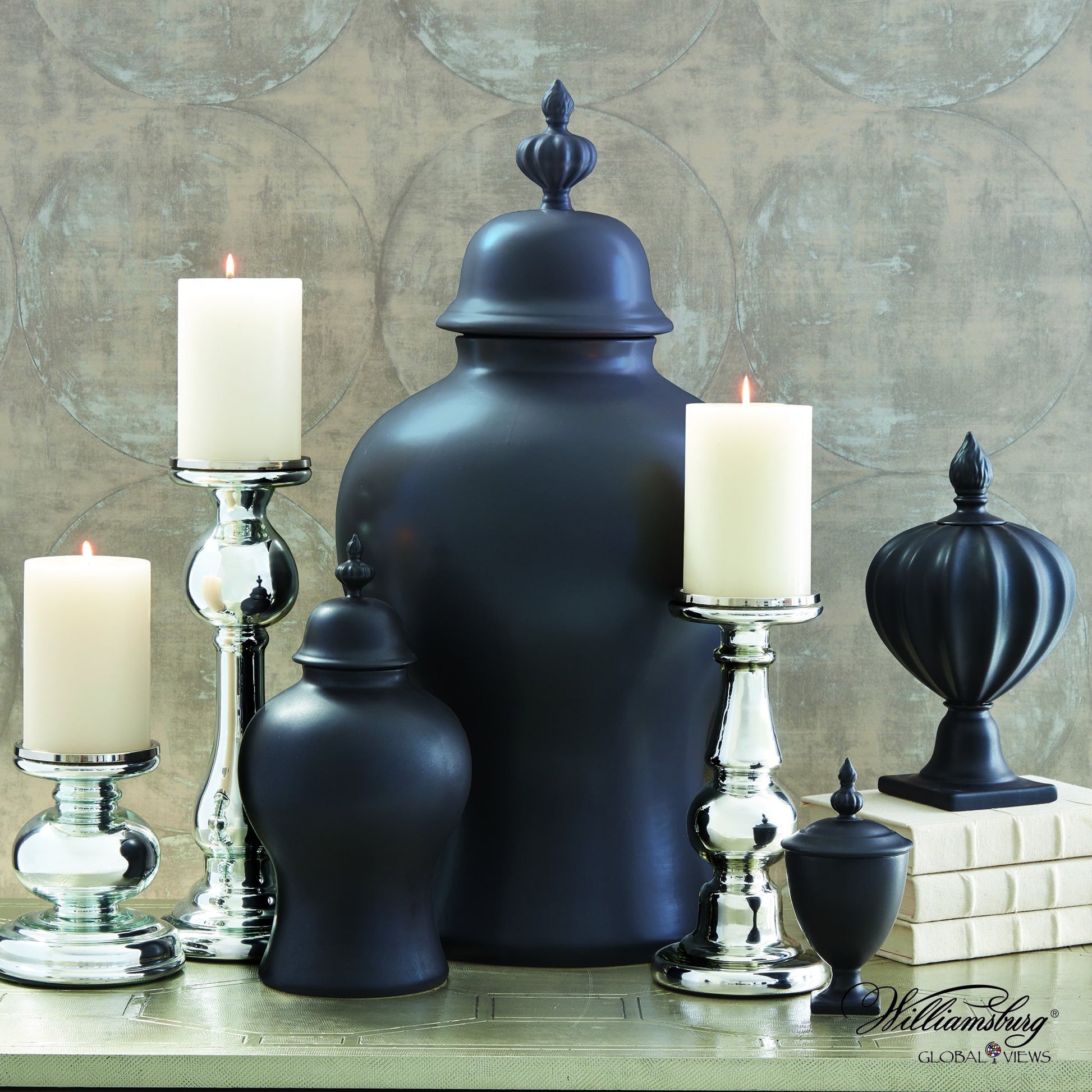 Beaufort Mini Urn by Global Views in bronze. Made from porcelain in a transitional style.
