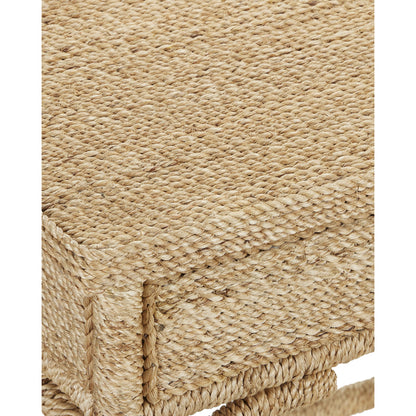 Olisa Rope Desk by Currey and Company in natural, brown carafe. Made from abaca rope, wood, wrought iron in a modern style.