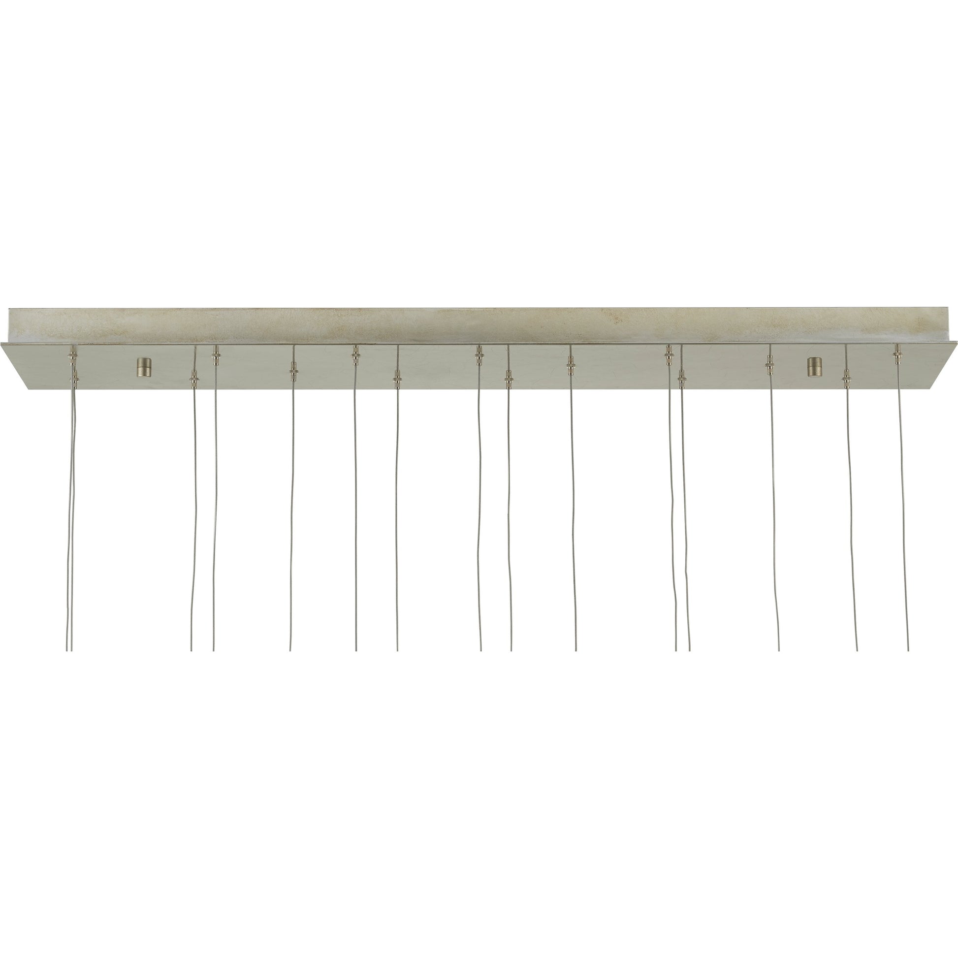 Birds Nest Linear 30-LIGHT Multi-Drop Pendant by Currey and Company in painted silver, clear. Made from metal, glass bead in a modern style.