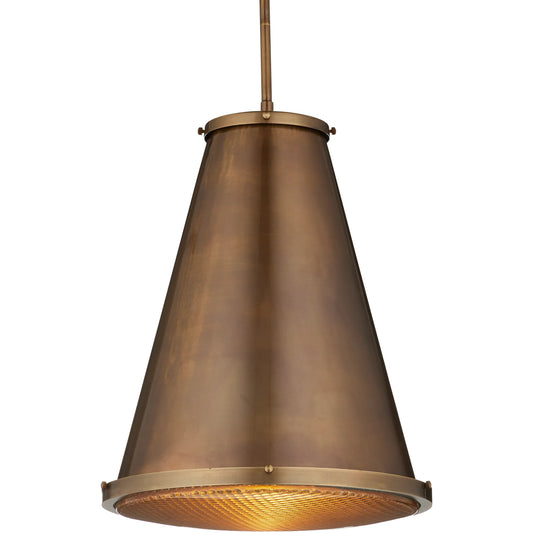 Seafarer Pendant by Currey and Company. Made from brass, glass in a rustic style.