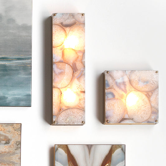 Adeline Wall Sconce by Jamie Young in agate, antique brass. Made from agate, resin, steel in a eclectic & global style.