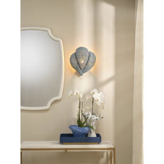 Anguilla Wall Sconce by Jamie Young in antique brass. Made from wood in a unique style.