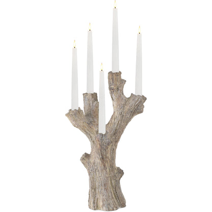 Rafaela Flameless LED Candelabra by Currey and Company in dark brown. Made from composite in a rustic style.
