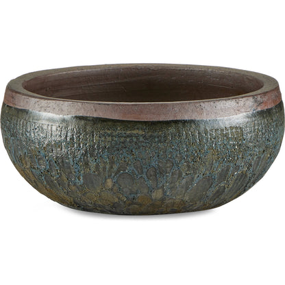 Lyra Planter by Currey and Company in reactive black. Made from ceramic in a modern style.