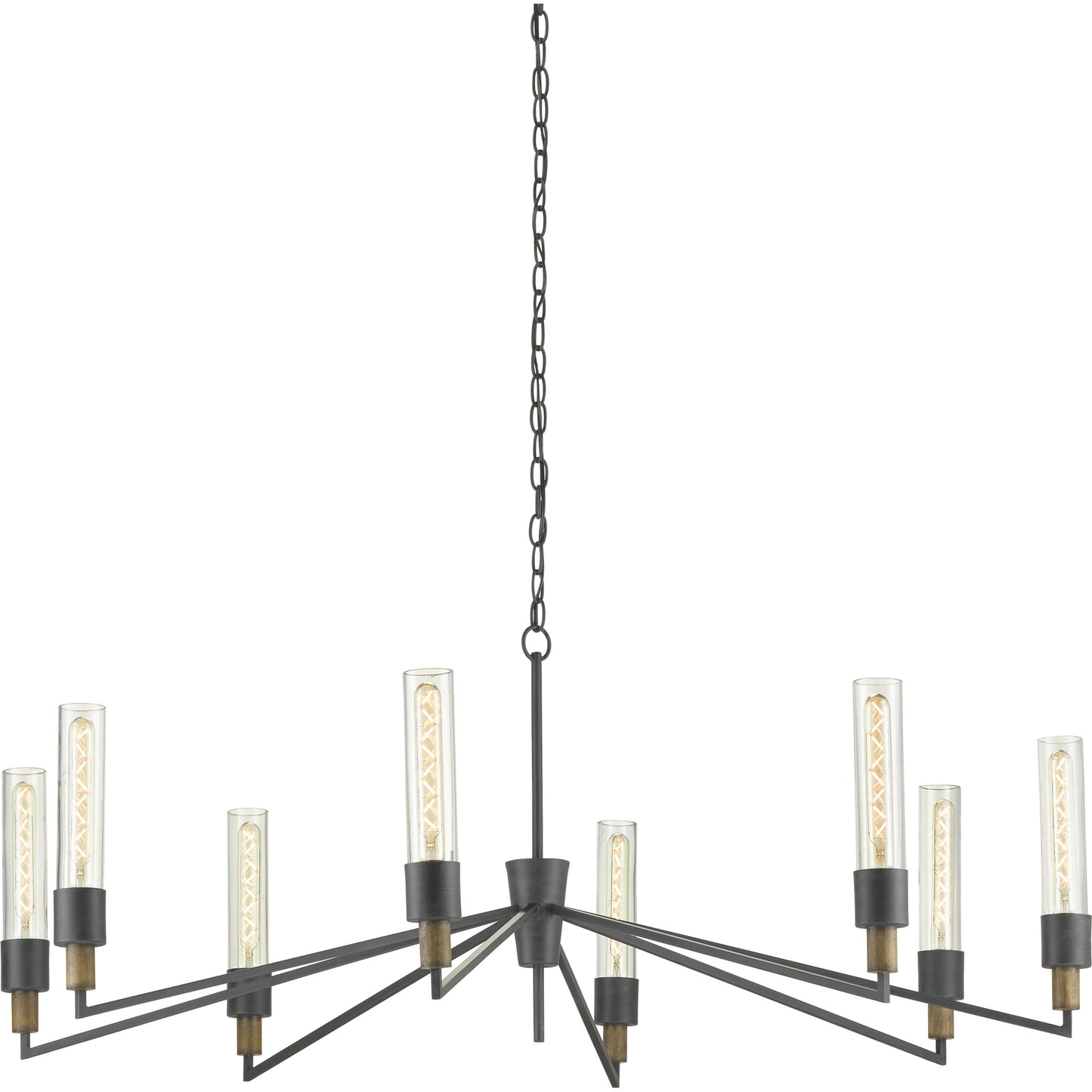 011 SR-823550 | Additional Silo | Delgado Chandelier by Currey and Company in antique black, reclaimed wood. Made from wrought iron, wood, recycled glass in a modern style.