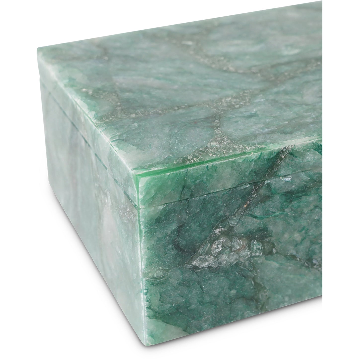 006 SI-2133950 | Closeup | Green Aventurine Box by Currey and Company in natural. Made from green aventurine in a modern style.