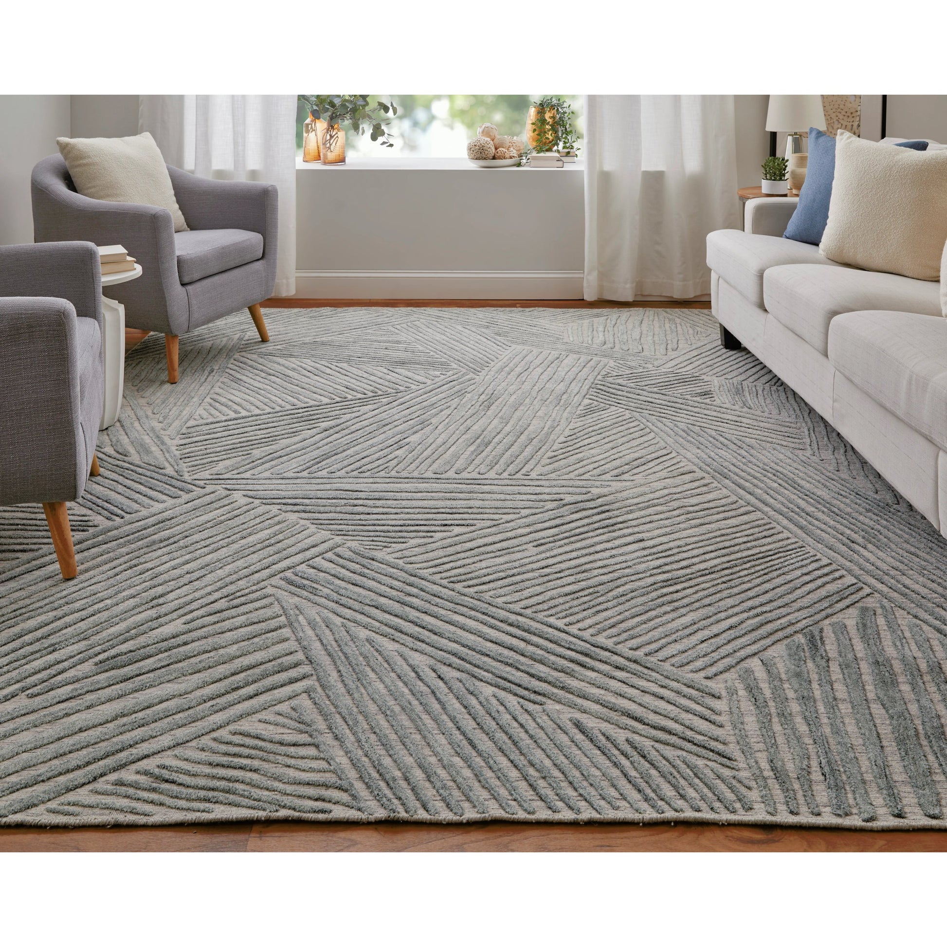 Elias Rug - ELS69FYF by Feizy in green, ivory, tan. Made from viscose, wool in a unique style.