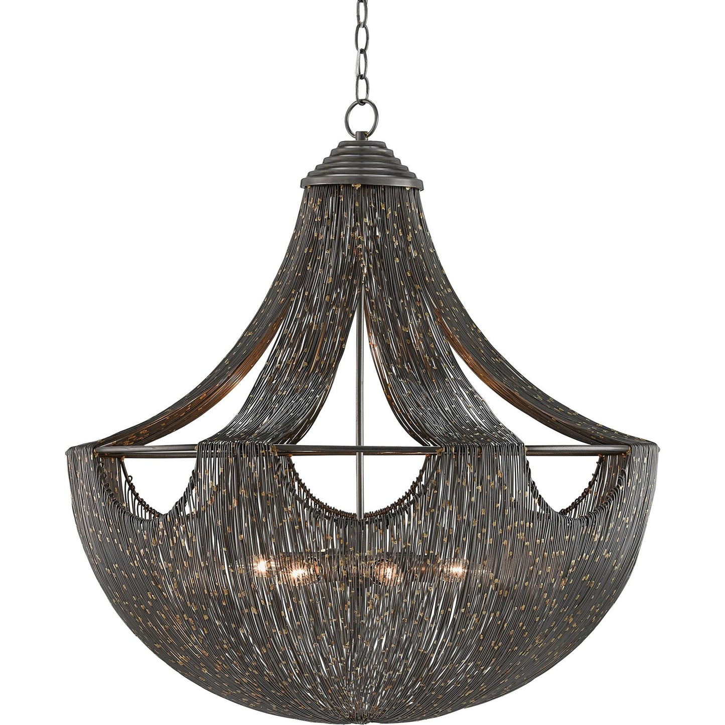 003 S-223497 | Primary Silo | Eduardo Chandelier by Currey and Company in natural iron, brass. Made from iron in a eclectic & global style.