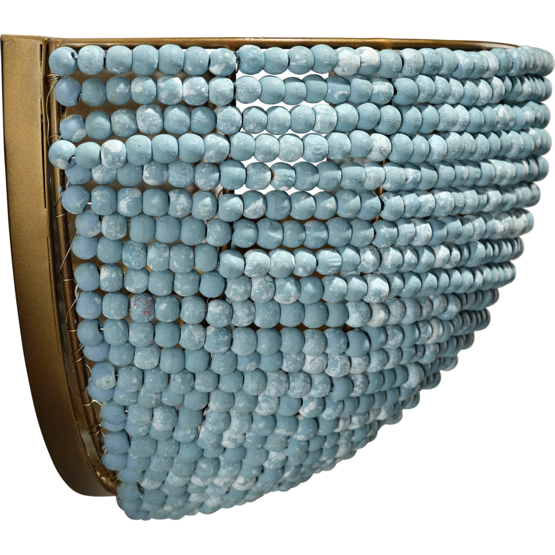Barnacle Demi Lune Sconce by Jamie Young in blue. Made from wood in a unique style.