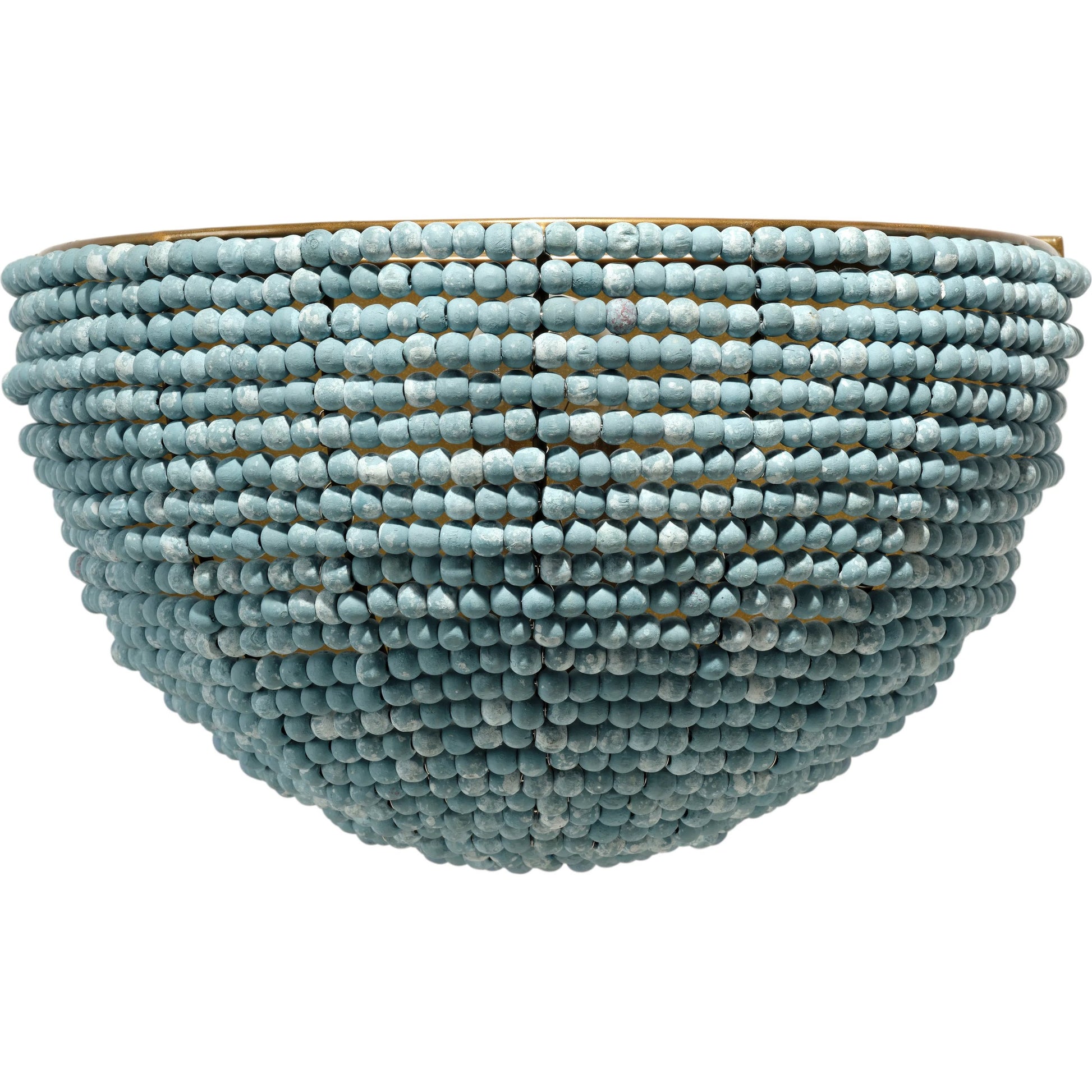 Barnacle Demi Lune Sconce by Jamie Young in blue. Made from wood in a unique style.