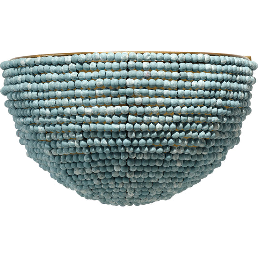 Barnacle Demi Lune Sconce by Jamie Young in blue. Made from wood in a unique style.