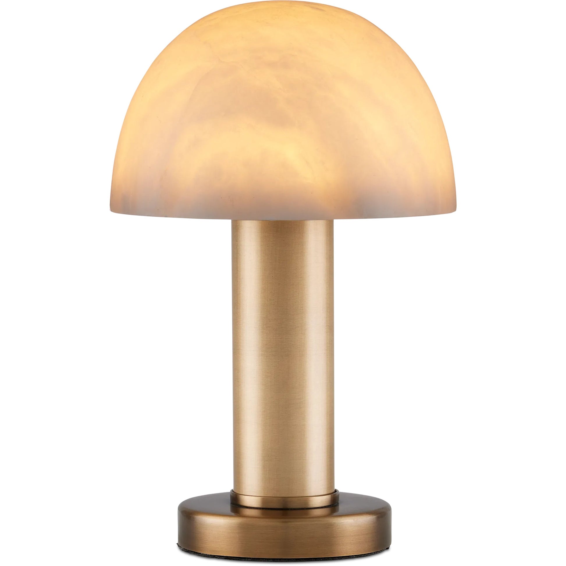 La Gravite Mini Table Lamp by Currey and Company in natural, brass. Made from alabaster, metal in a modern style.