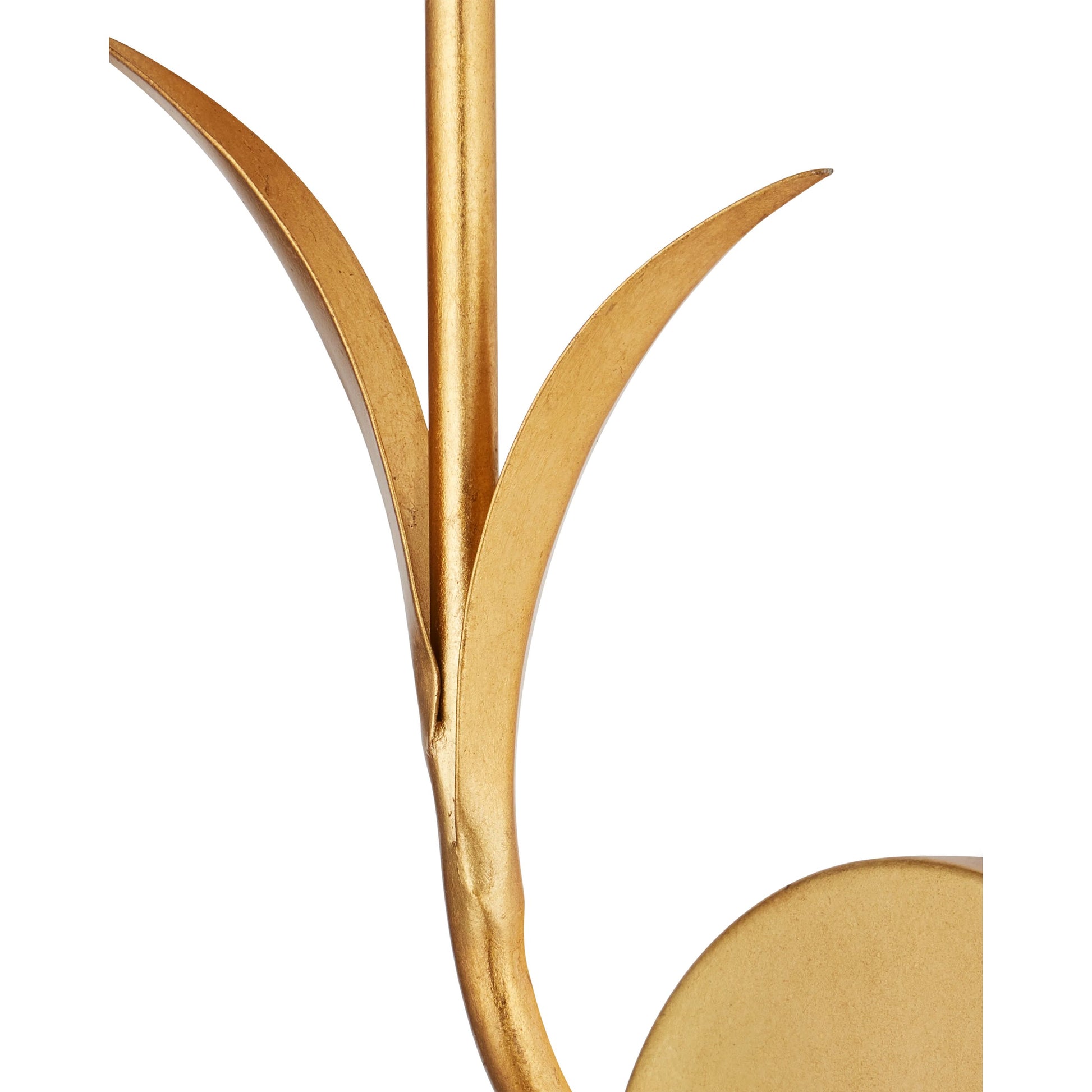 Rossville Wall Sconce by Currey and Company in contemporary gold leaf, frosted white. Made from wrought iron, glass in a modern style.